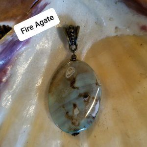 Fire Agate Oval Pendant